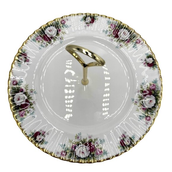 Royal Albert Celebration Bone China 1 Tier Cake Plate Tidbit Tray W/ Handle 10” - Picture 4 of 7